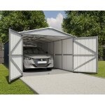 M&s - abri garage mtal gris yardmaster 20, 72 m + kit d'ancrage