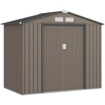 Abri de jardin 2, 5 m� en acier marron avec porte coulissante, dimensions 213x130x185 cm, cabane de jardin ...