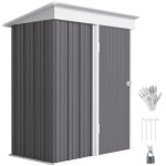 Abri de jardin en acier ondul�, design mural, �tag�res ajustables, porte verrouillable, couleur grise ...