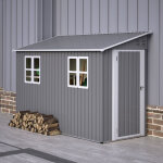 Abri de jardin adoss� m�tal 291x110. 8 cm, porte verrouillable, 2 fen�tres, kit sol