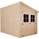 Abri de jardin en bois naturel(avec paroi latrale) avec les planchers imprgn - stockage extrieur ...