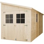 Abri de jardin en bois naturel(avec paroi latrale) - stockage extrieur avec fentres - h244x218x416 ...