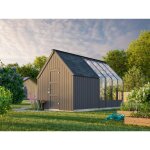 Abri de jardin en bois emilia 5, 4 + 4, 0 m2 peint gris fonc�