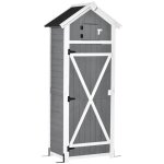 Abri de jardin en bois, r�sistant aux intemp�ries, 78 x 52, 5 x 182 cm, avec porte, toit en pente, armoire ...