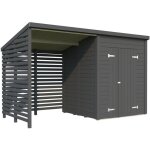 Abri de jardin en bois leif 3, 0 + 2, 9 m2 peint gris fonc�