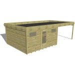 Abri fran�ais - abri de jardin bois pin autoclave 27mm - 7, 84x4, 34m / 34m2 - bac acier - plancher bois ...