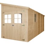 Timbela - m341 abri de jardin en bois naturel (sans paroi latrale) - stockage extrieur avec fentres ...