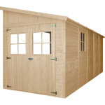 M341 + m341g abri de jardin en bois naturel (sans paroi latrale) plus les planchers imprgn - stockage ...