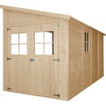 M340 + m340g abri de jardin en bois naturel (sans paroi latrale) plus les planchers imprgn - stockage ...