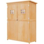 Abri de jardin en bois de sapin avec double porte, abri � outils avec �tag�res et fen�tres, 127, 5 x ...