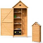 Relax4life ? abri de jardin en bois de sapin avec porte verrouillable ? toit en t�le galvanis�e ? 5 �tag�res ...