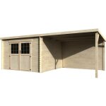 Bricoshop24 - abri jardin bois 'eden' avec extension - 18. 02 m - 6. 05 x 2. 98 x 2. 09 m - 28 mm