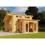 Carlsson - abri de jardin lausitz - 40 iso avec porte - fentre coulissante marron imprgn, 40 mm paisseur ...