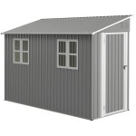 Abri de jardin en m�tal 1, 2 x 3 m avec plancher, porte double battante et 2 fen�tres ? abri de rangement ...