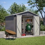 Abri de jardin en m�tal 4, 12 m� - serrure - portes � charni�res - cadre de plancher inclus - rangement ...