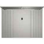 Vente - unique ? abri de jardin m�tal 3, 23 m� en acier galvanis� gris ? puits de lumi�re ? porte coulissante ...