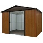 M&s - abri de jardin mtal 12, 00m - marron aspect bois - panneaux de toit translucide - yardmaster ...