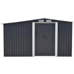 Abri de jardin mtal avec abri bche en acier galvanis gris 10, 29 m - lery