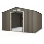 Trigano - abri de jardin m�tal gris / vert 10, 91 m� + kit d'ancrage