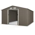 Trigano - abri de jardin mtal gris / vert 12, 78 m + kit d'ancrage