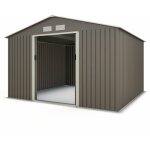 Trigano - abri de jardin mtal gris / vert 9, 05 m + kit d'ancrage