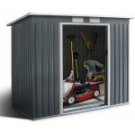 Abri de jardin en metal avec portes - cabane � outils(2, 71m�, avec base, gris - toit plat) - goplus