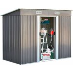 Abri de jardin en metal avec portes - cabane � outils(3, 12m�, sans base, gris - toit plat) - goplus