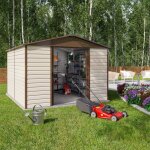 Abri de jardin en mtal 11, 39m - beige et marron