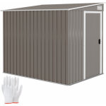 Abri de jardin m�tallique 2, 81m� (154x206, 5x181 cm) avec toit en appentis et base int�gr�e