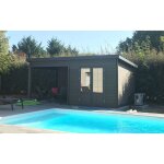 Abri de jardin - pool house aluminium et composite 6x3 toit plat contemporain - moderne - rsitant aux ...