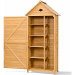 Abri de jardin en bois avec 4 etag�res - 70x35, 5x176cm - toit en acier - porte verrouillable 2 serrures ...