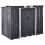 [en. casa] - abri de jardin toit en appentis tles en acier galvanises gris fonc