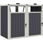 Abri � poubelles ext�rieur pour 2 bacs de 240l, en acier galvanis� avec couvercle relevable � 180�, dimensions ...
