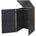 Dcoshop26 - abri de poubelle extrieur conteneurs  ordures 110x65x66 cm en rotin poly noir 120 litres ...