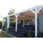 Abri toit plat adoss, 400cmx700cm, bois douglas franais, carport, auvent, abri voiture