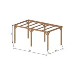 Wmu - abri  vlos en bois avec bandeau 15 m2 - 3 x 5 autoportant