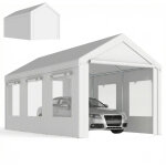 Abri de voiture - outsunny - protection uv30 + hauteur r�glable 6 fen�tres et moustiquaire - acier galvanis� ...