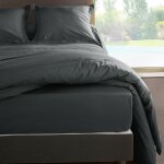 Ac - deco - drap housse ardoise en percale de coton 80 fils 180x200x30 cm