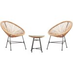 Concept - usine - acapulco - ensemble de 2 fauteuils et table basse beige