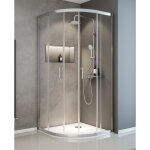 Accès d'angle arrondi avec portes de douche coulissantes, 90 x 90 x 190 cm verre transparent 5 mm, profilé ... Accès d'angle arrondi avec portes de douche coulissantes, 90 x 90 x 190 cm verre transparent 5 mm, profilé ...