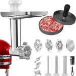 Accessoire broyeur pour m�langeur kitchenaid, 3 tubes et supports de remplissage de saucisses, 4 disques, ...