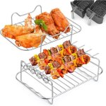 Accessoires pour friteuse en acier inoxydable 304, support multifonction double couche avec brochette ...
