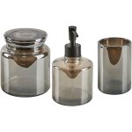 Beliani - accessoires de salle de bain en verre gris 3 pièces glamour et fonctionnel managua Beliani - accessoires de salle de bain en verre gris 3 pièces glamour et fonctionnel managua