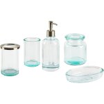 Beliani - accessoires de salle de bain en verre menthe � l'eau 5 pi�ces glamour et fonctionnel amarga ...