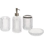 Beliani - accessoires de salle de bain en verre transparent 4 pièces glamour et fonctionnel tapia Beliani - accessoires de salle de bain en verre transparent 4 pièces glamour et fonctionnel tapia