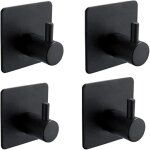 Accroche torchon cuisine, accroche tableau sans percer, crochet autocollant acier inox, noir