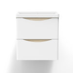 Acezanble 495(l)x345(w)x540(h)mm meuble naturel et blanc, meuble de salle de bain avec vasque, 2 tiroirs ...