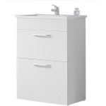 Acezanble 580(l)x380(w)x824(h)mm meuble blanc au sol, meuble de salle de bain avec vasque, 2 tiroirs