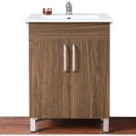 Acezanble 580(l)x380(w)x852(h)mm meuble brun noix  pied, meuble de salle de bain avec vasque, 2 portes ...