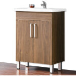 Acezanble 580(l)x380(w)x864(h)mm meuble brun noix  pied, 2 portes, meuble de salle de bain avec vasque ...